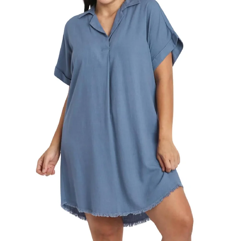 Curvy Fall In Love Linen Dress In Ash Blue Tulle unclassified dresses