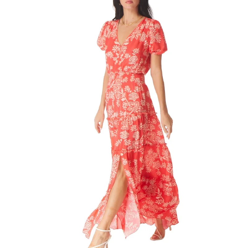 Dariya Dress In Coral Batik Print Sequin unclassified dresses