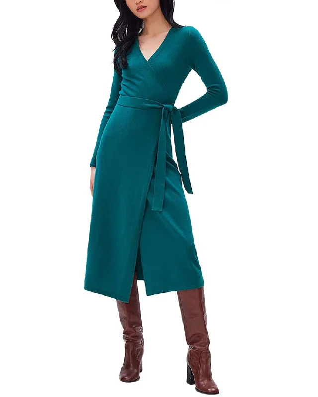 Diane von Furstenberg Astrid Wool & Cashmere-Blend Wrap Dress Denim unclassified dresses