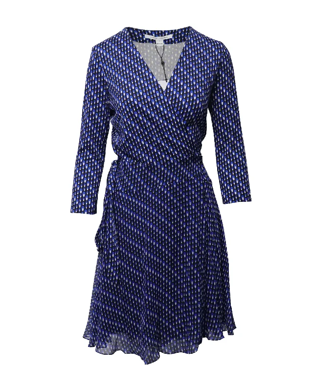 Diane Von Furstenberg Irina Wrap Flare Dress in Blue Silk Soft fabric unclassified dresses