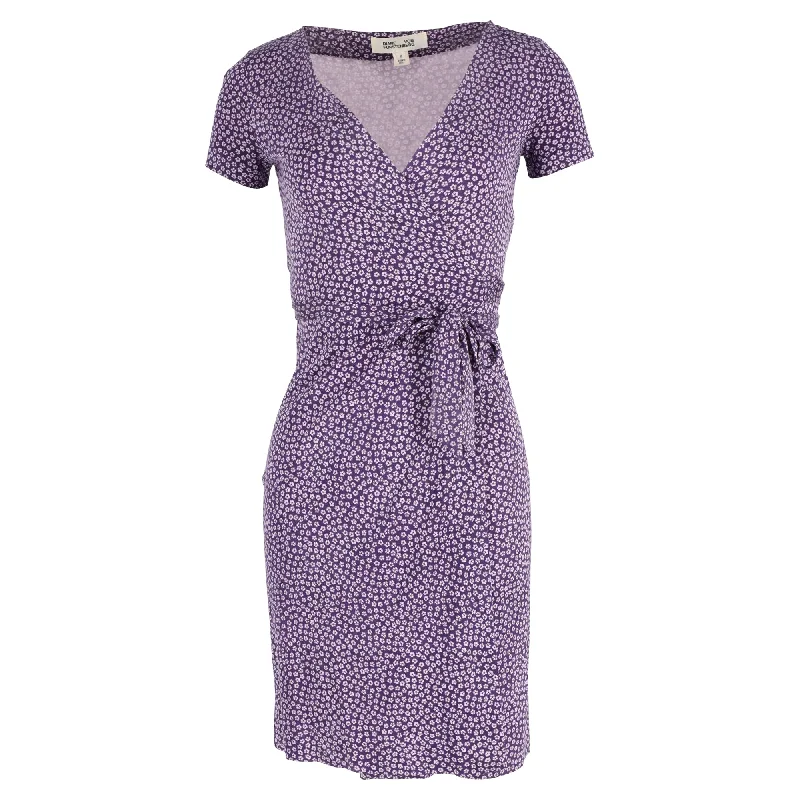 Diane von Furstenberg New Julian Two Wrap Dress in Purple Cotton Metallic unclassified dresses