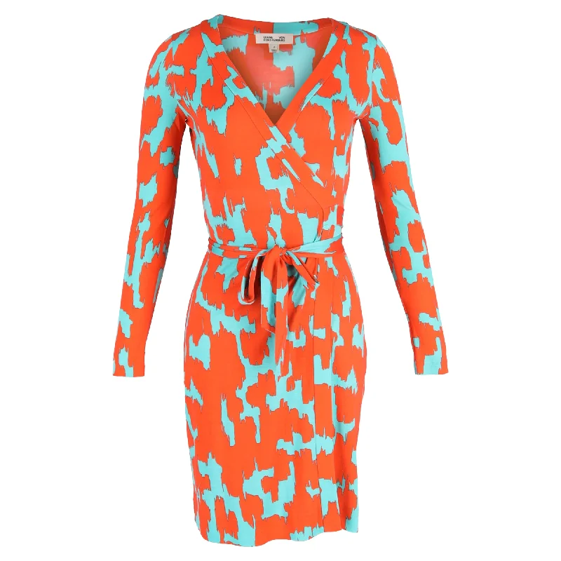 Diane von Furstenberg Printed Wrap Dress in Orange Silk Street style unclassified dresses