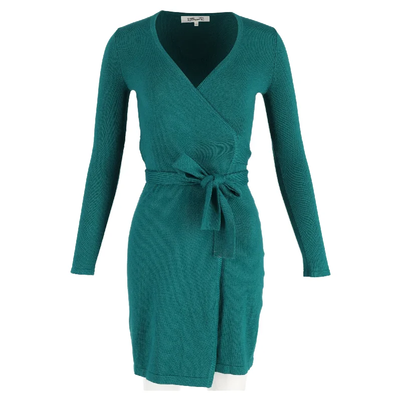 Diane Von Furstenberg Wrap Dress in Green Wool Vintage unclassified dresses