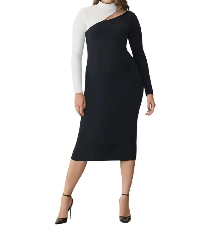 Downtown Cut Out Dress In Blk/white Winter unclassified dresses