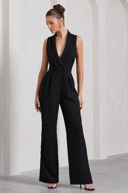 Endure | Black Tailored Sleeveless Wide-Leg Jumpsuit Trendy unclassified dresses