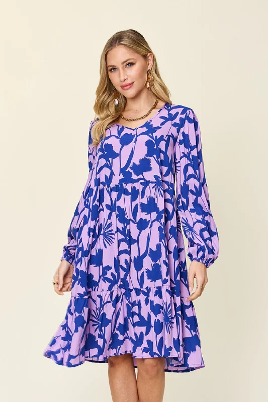 Full Size Printed Ruffle Hem Dress with Pocket Sexy unclassified dresses