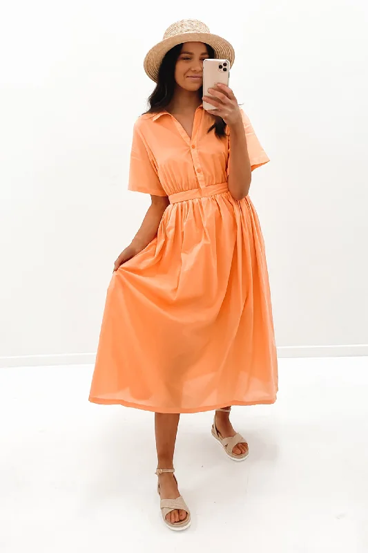 Graham Midi Dress Orange Elegant Midi Dress