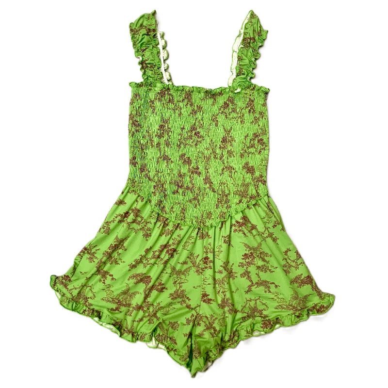 Green Romper By Urban Outfitters, Size: S Ruched unclassified dresses