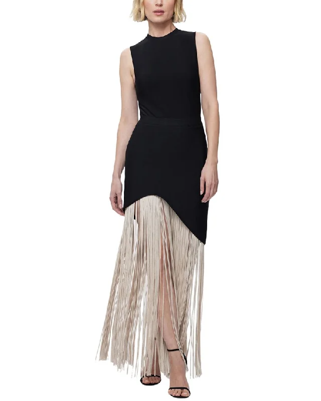 Hervé Léger Asymmetric Hem Fringe Gown Halter unclassified dresses