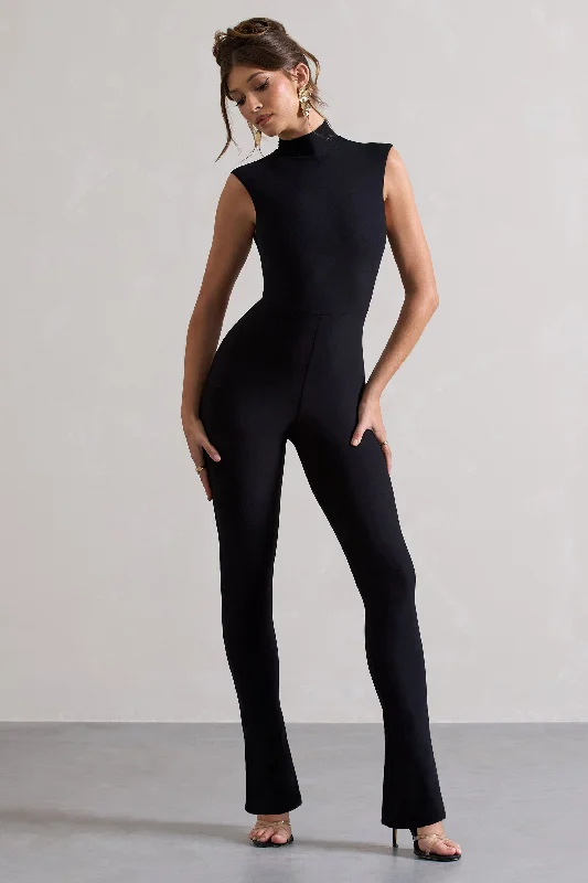 Issy | Black High-Neck Slim-Leg Jumpsuit Affordable unclassified dresses