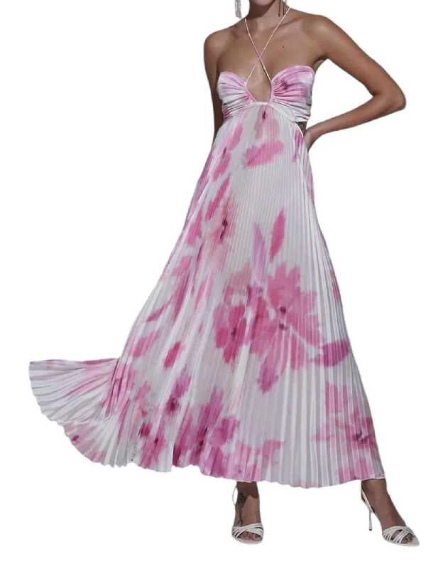 Jardin Gown In Pink/white Denim unclassified dresses