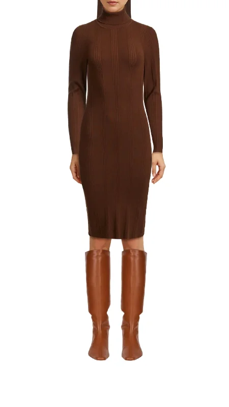 Jeanne Turtleneck Dress In Wood Boho unclassified dresses