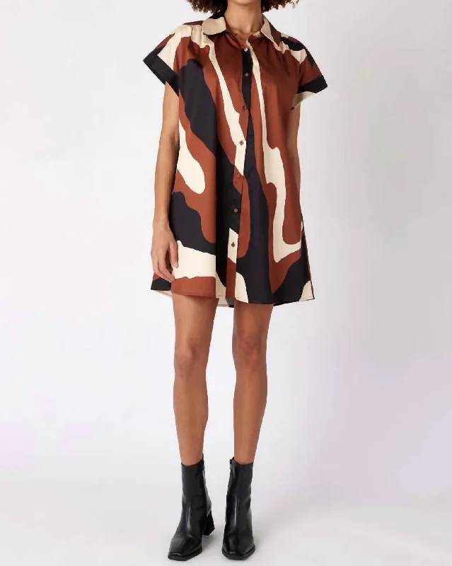 Jennings Dress In Multi Brown , Black & White Satin unclassified dresses