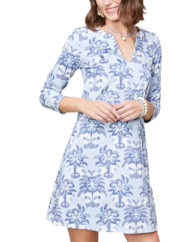 Jillian Split Neck Dress In Jillian's Song Palm Long sleeve unclassified dresses