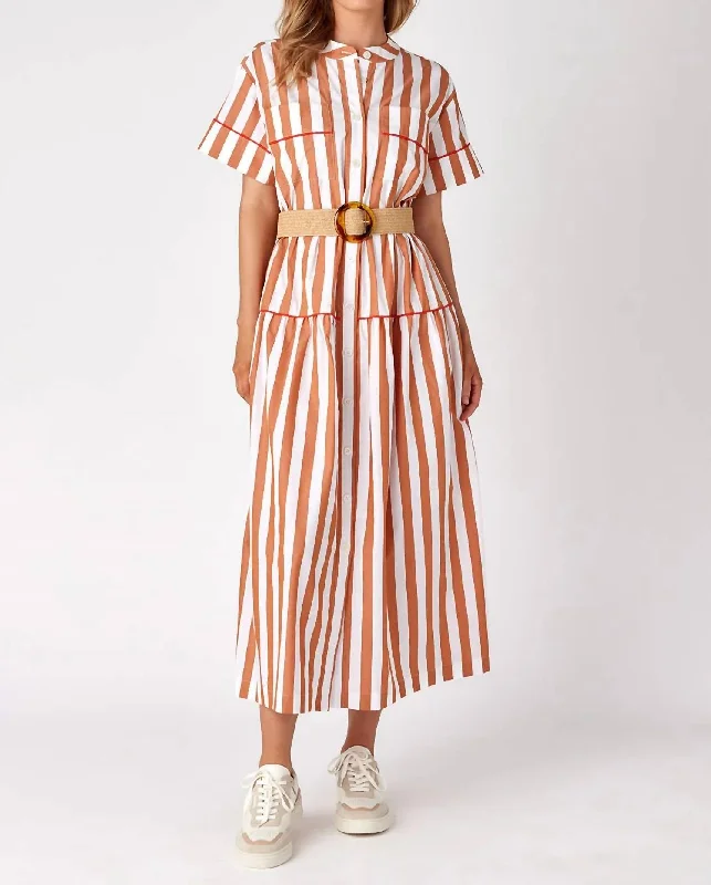 Kellogg Dress In Golden Stripe Sleeveless unclassified dresses