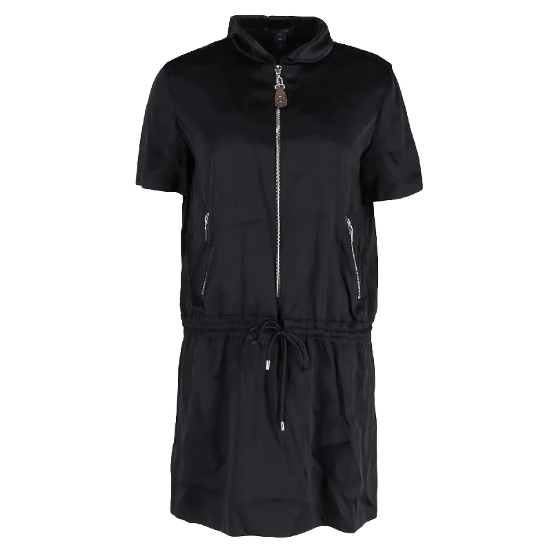 Louis Vuitton Sporty Trompe L’Oeil Dress in Black Satin Bodycon unclassified dresses