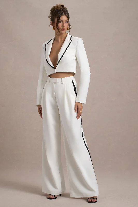 Maiya | White High-Waist Wide-Leg Trousers Winter unclassified dresses