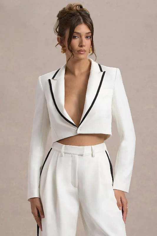 Marcie | White Tailored Cropped Blazer Stretchy unclassified dresses