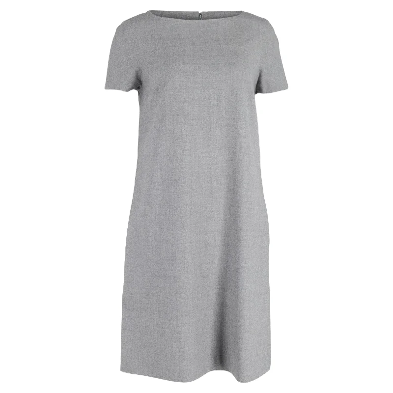 Max Mara Knee-Length Shift Dress in Grey Wool Graduation unclassified dresses