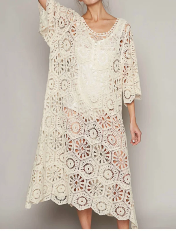 Meadow Crochet Dress In Neutral Monochrome unclassified dresses