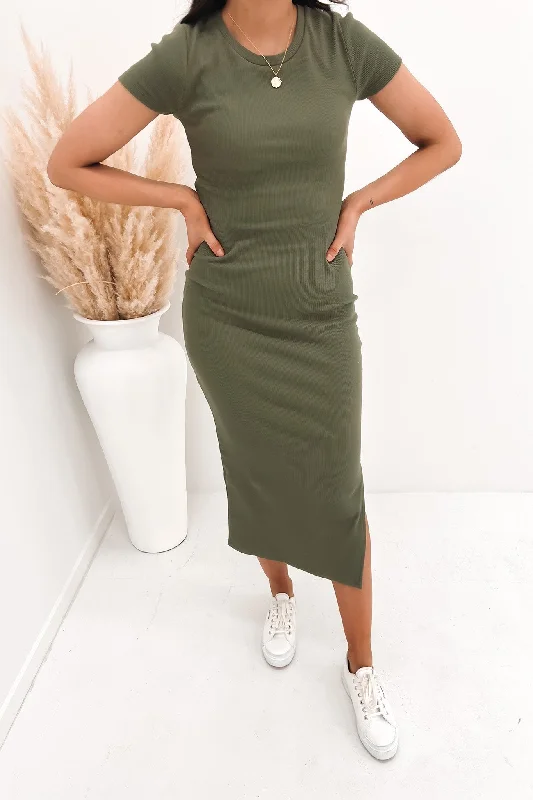 Mika Midi Dress Khaki Midi Skirt Print