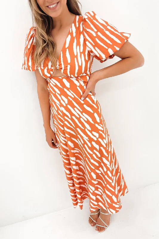 Noah Midi Dress Orange Midi Skirt Dress