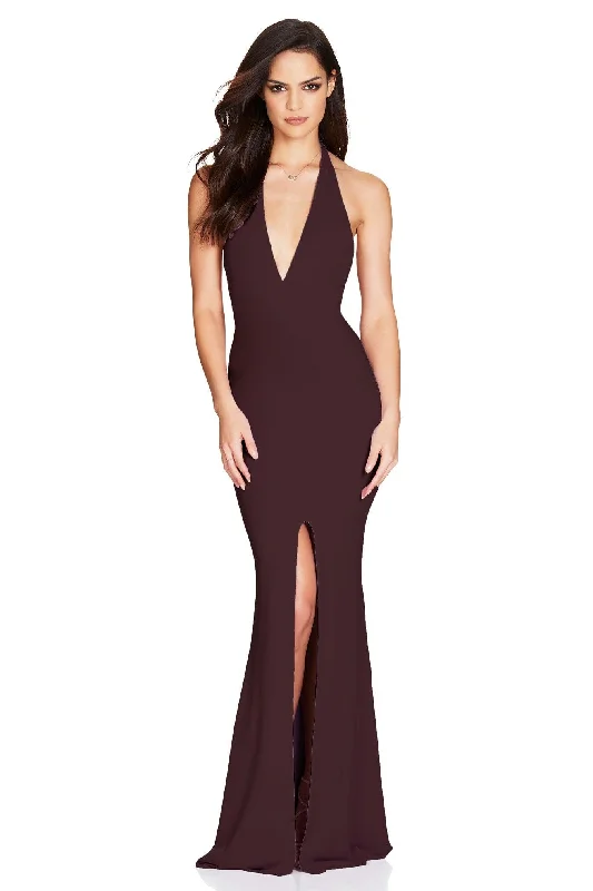 Nookie Illegal Halter Gown - Chocolate High-end unclassified dresses