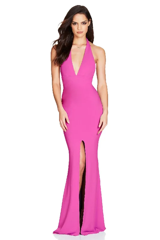 Nookie Illegal Halter Gown - Neon Pink Trendy new unclassified dresses