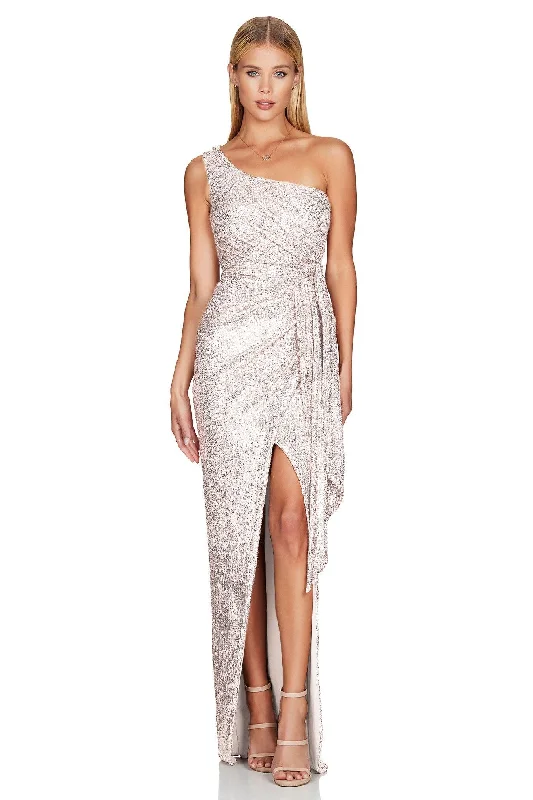 Nookie Palazzo Gown - Silver Smocked unclassified dresses