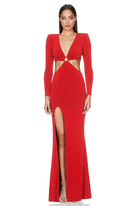 Nookie Riley Ring Cut Out Gown - Red Formal unclassified dresses