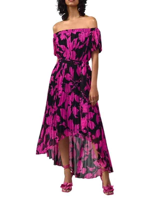 Off The Shoulder Dress In Black/pink Holiday unclassified dresses