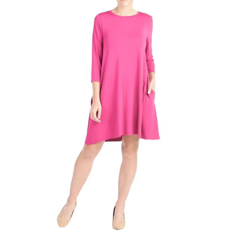 Oh So Soft Tunic Dress In Fuchsia Open-back unclassified dresses