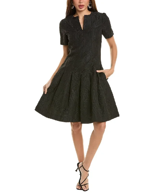 Oscar de la Renta Jacquard Silk-Lined A-Line Dress Knitted unclassified dresses