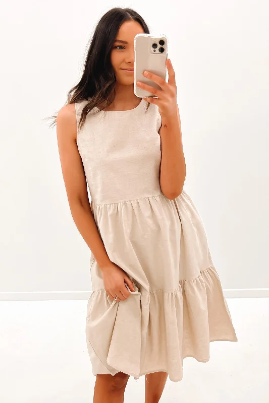 Peyton Midi Dress Beige Knit Midi Skirt