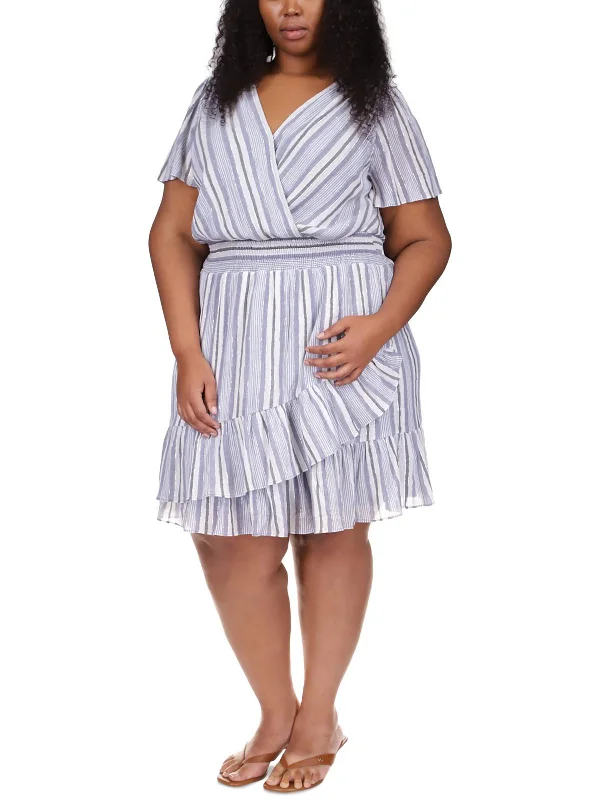 Plus Womens Metallic Striped Fit & Flare Dress Festival unclassified dresses