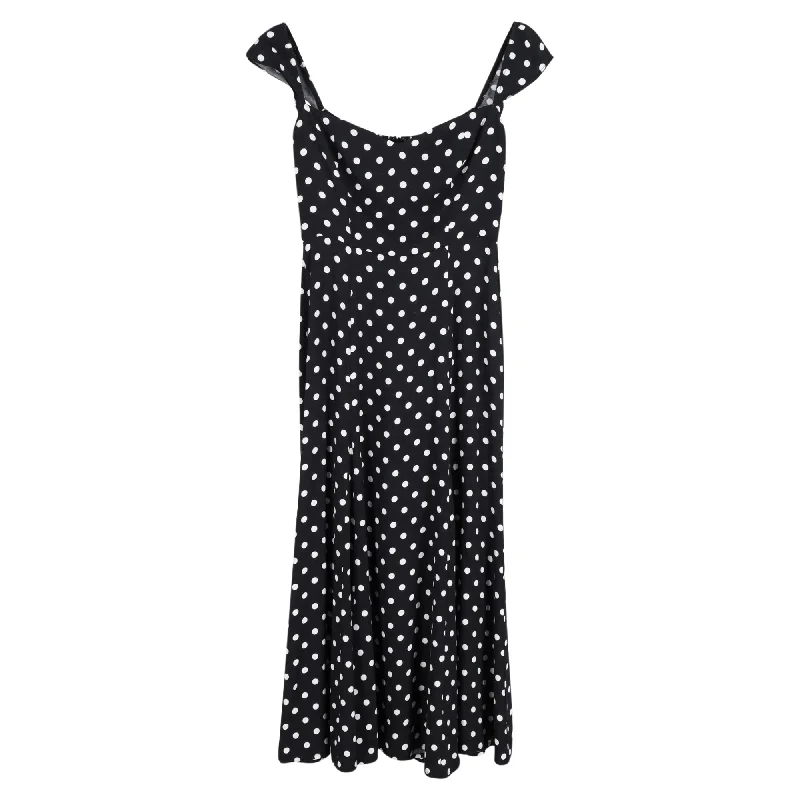 Reformation Sleeveless Polka Dot Dress in Black Viscose Petite unclassified dresses