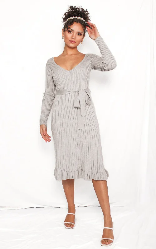 Rosetta Knit Dress - Grey Boho unclassified dresses