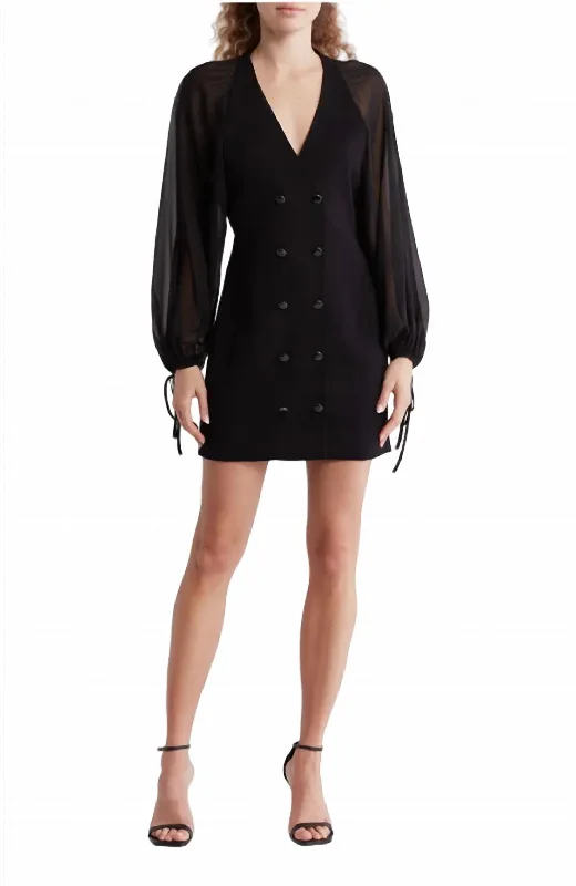 Sheer Sleeve Blazer Dress In Black Velvet unclassified dresses