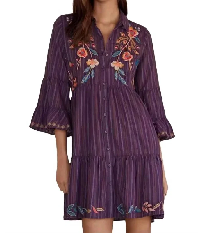 Shuri Easy Tiered Dress In Purple Flowy unclassified dresses