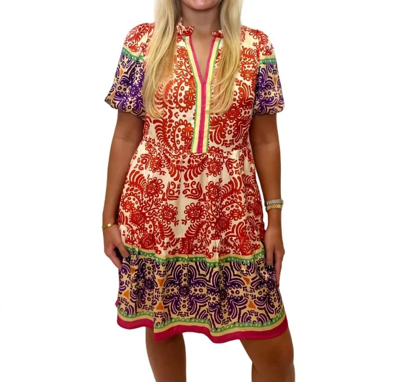 Spanish Puff Sleeve Dress In Multi Everyday wear unclassified dresses