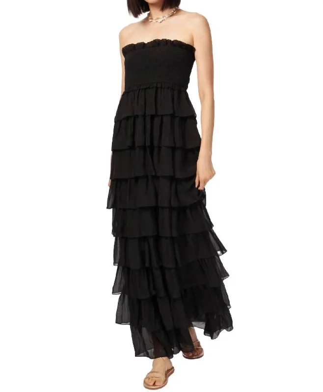 Stella Chiffon Gown In Black Printed unclassified dresses