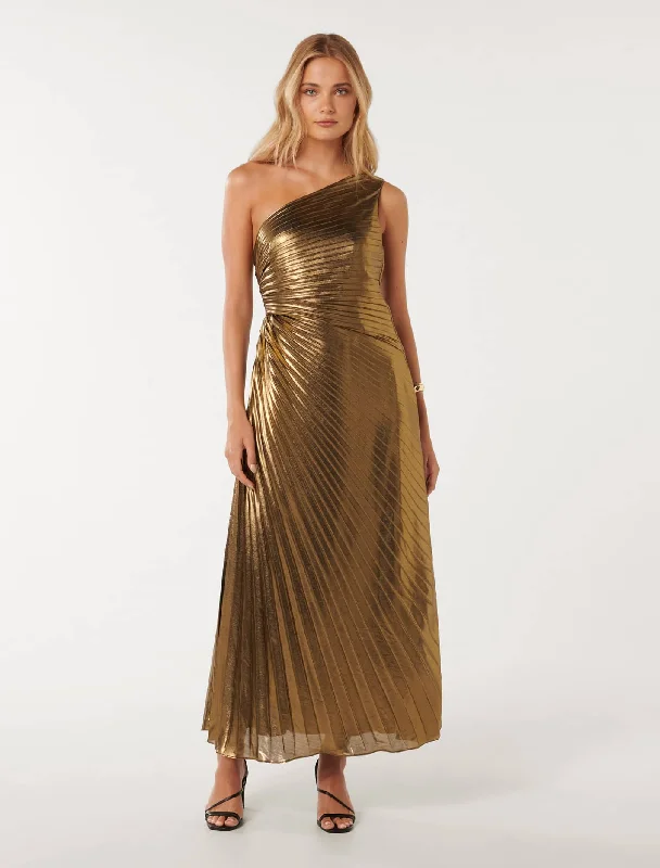 Taylah Metallic One Shoulder Dress Bright color unclassified dresses