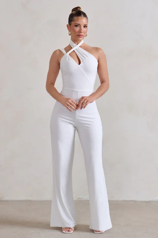 Tilly | White Cut Out Halterneck Asymmetrical Jumpsuit Popular unclassified dresses