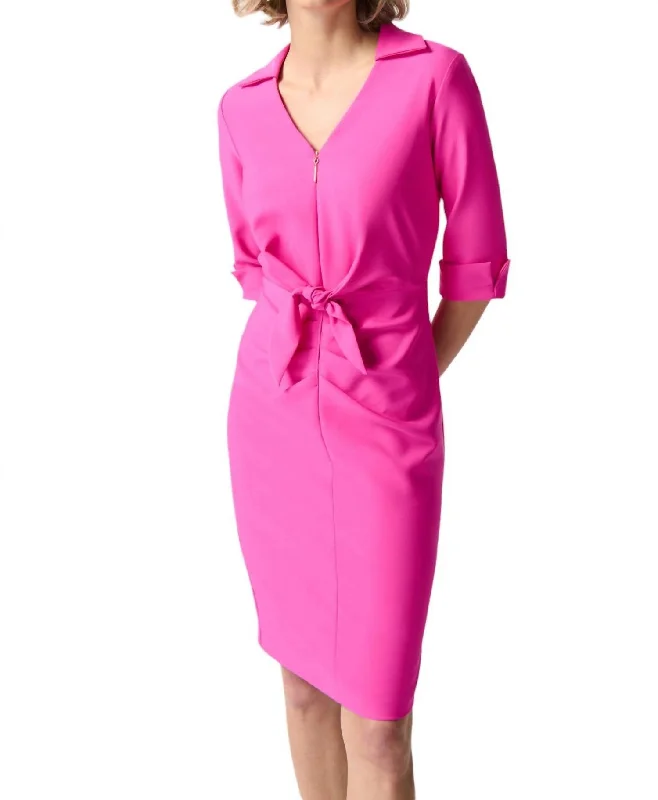 Vneck Collared Dress In Ultra Pink Halter unclassified dresses