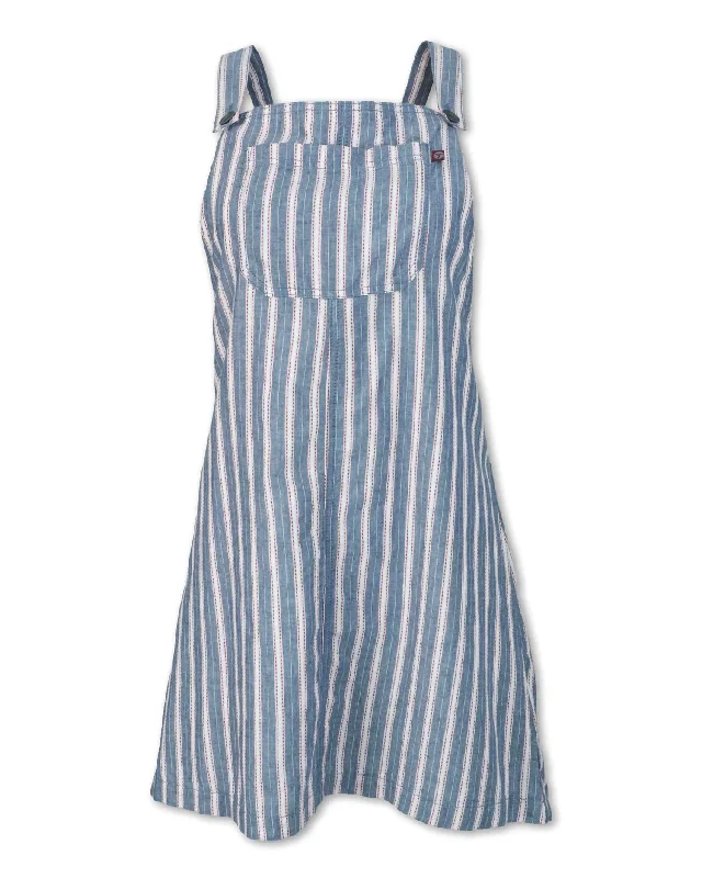 Women's Striped Overall Dress In Blue Discounted unclassified dresses