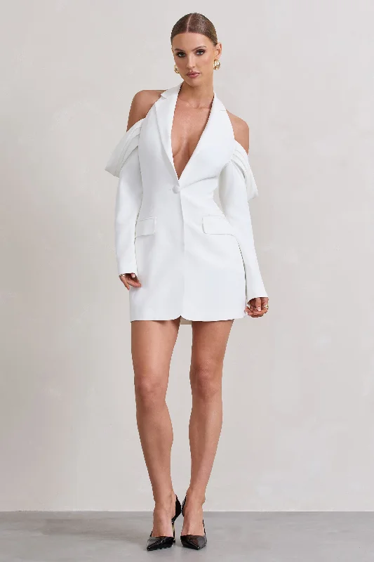 Your Night | White Plunge Draped Blazer Dress Lounge unclassified dresses