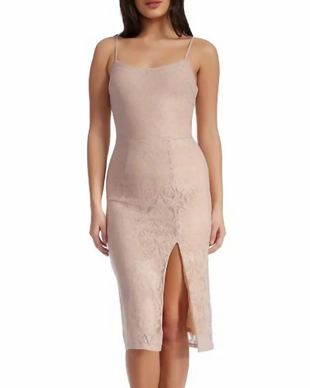 Zahra Sheath Dress In Pink, Nude Smocked unclassified dresses